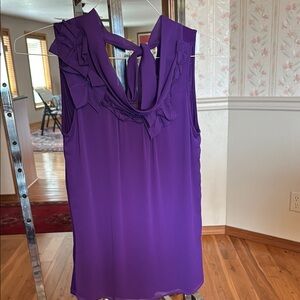 Tahari Purple Ruffled Tie Front Blouse